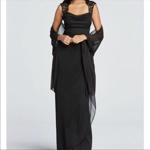 Formal Floor Length Chiffon Dress (Black)